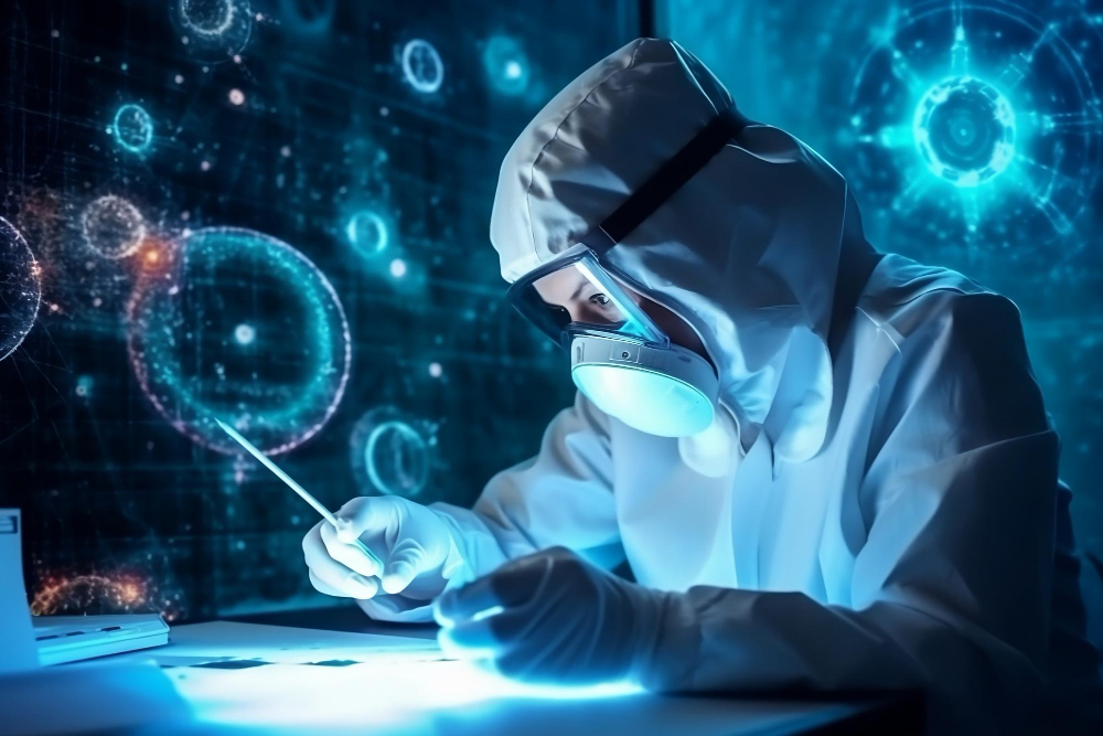 Scientist working laboratory generative ai